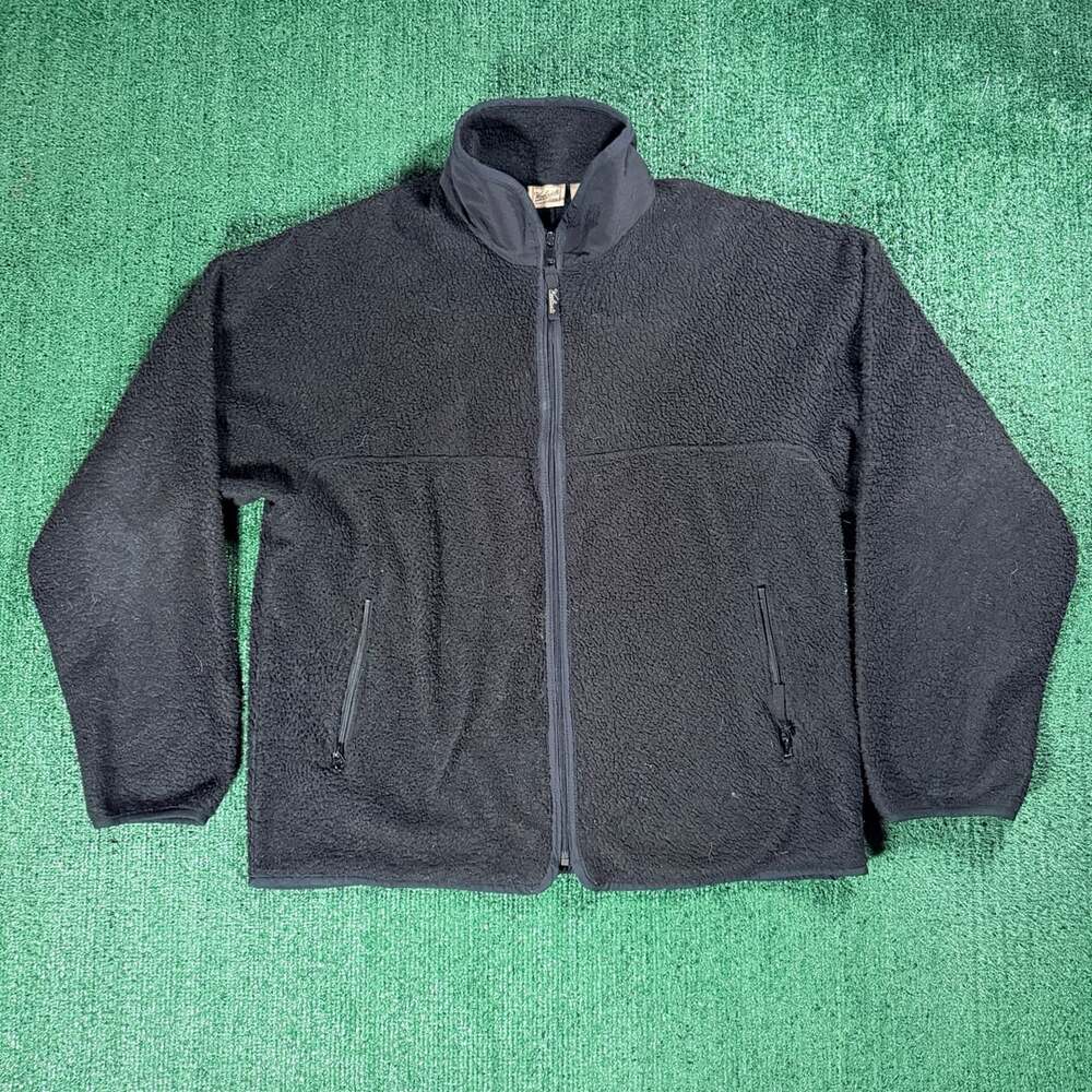 Vintage Woolrich Men's Full Zip Fleece Jacket Size Large Black